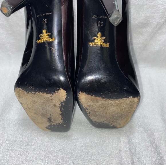 Prada Burgundy Patent Leather Square Toe Pumps Size 38 - Picture 5 of 7